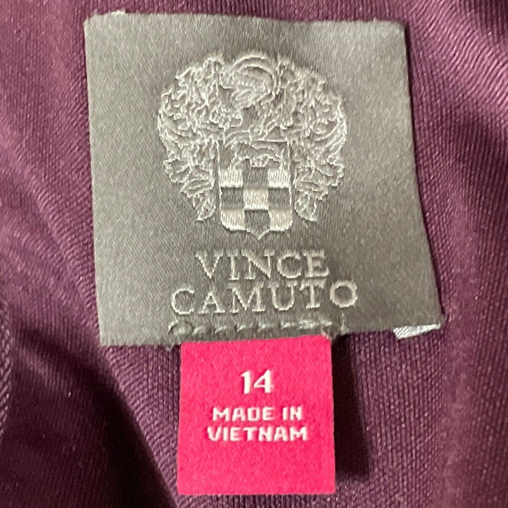 Vince Camuto Purple Faux Suede Lasercut Eyelet Trim Cap Sleeve Shift Dress Sz 14