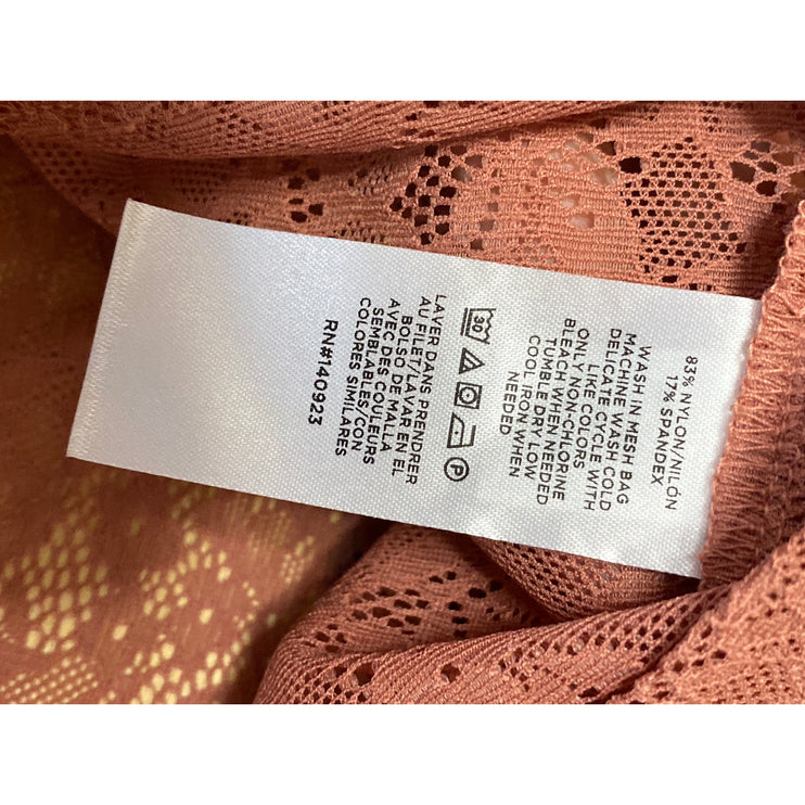 NEW Ann Taylor LOFT Women's Orange Brown Lace Floral Long Sleeve Shirt Top Sz M