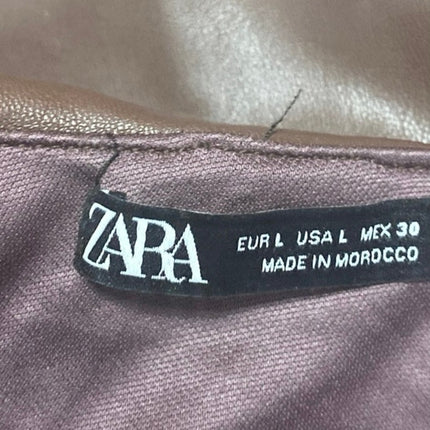 Zara Brown Strapless Faux Leather Vegan Sleeveless Tube Bandeau Bodysuit Top L