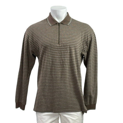 L.L.Bean Brown Stripe Collared Long Sleeve Tee T-Shirt Sweater Polo Shirt Top S