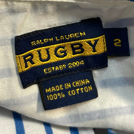 Ralph Lauren Rugby Blue Striped Short Sleeve Tie Waist Mini Shirt Dress Size 2