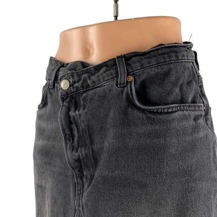 Reformation Nila Black Washed High Waist Slit Split Pencil Denim Jean Skirt 29