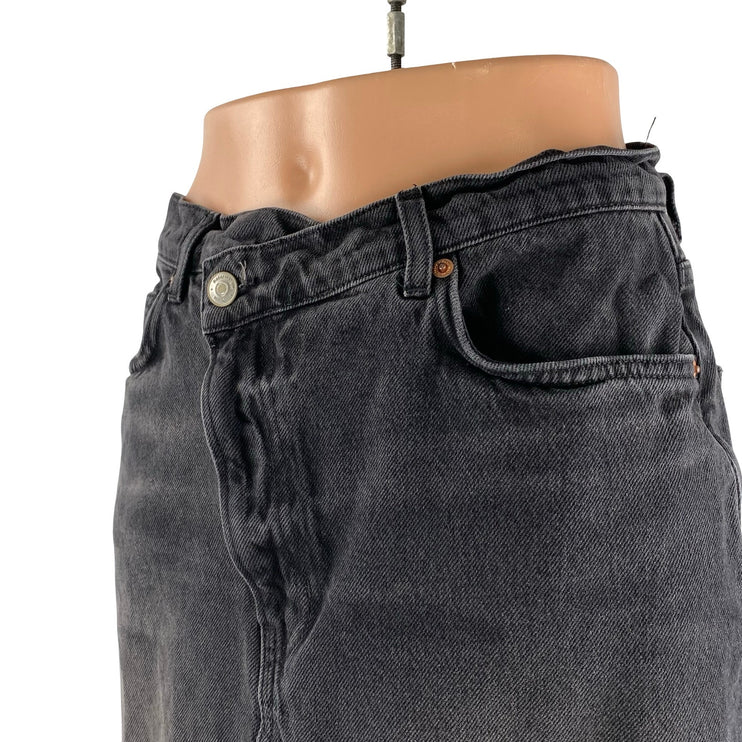 Reformation Nila Black Washed High Waist Slit Split Pencil Denim Jean Skirt 29