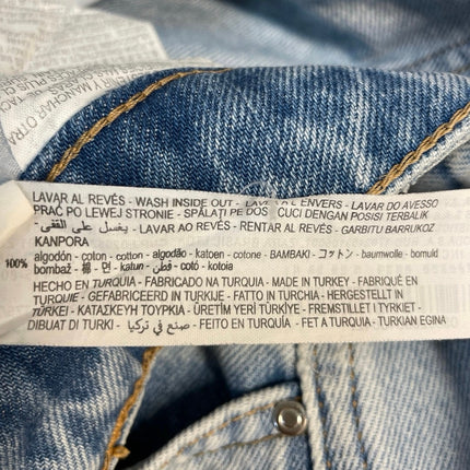 Zara Womens Blue High Rise Raw Frayed Hem Straight Leg Denim Jeans Pants Size 10