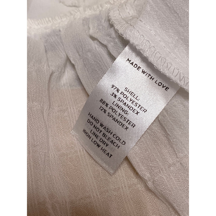 NEW Lulus White Plunge Neck Tie Front Long Puff Sleeve Peplum Blouse Top Size S