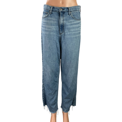 rag & bone Blue High Waist Frayed Raw Hem Straight Wide Leg Denim Jean Pants 27
