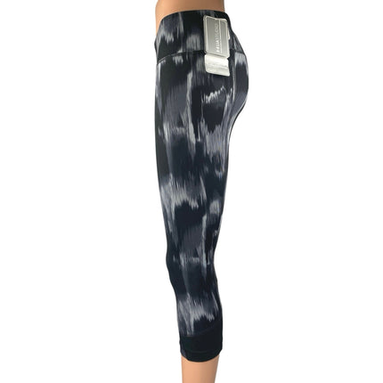 NEW Under Armour Black Tie Dye Mid Rise Activewear Crop Tight Leggings Pants S-M