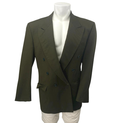 Ungaro 100% Wool Men's Green Double Breasted Long Sleeve Coat Blazer Jacket US M