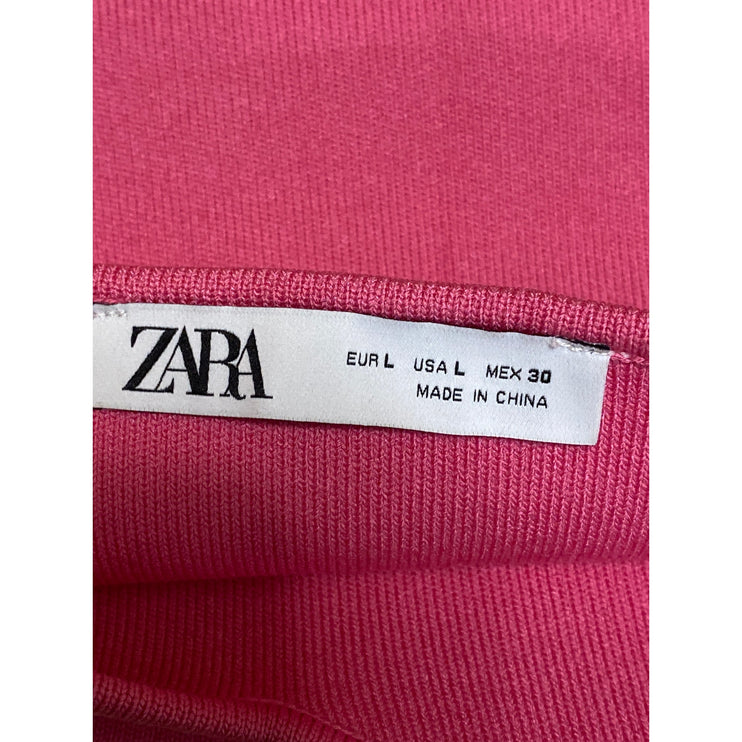Zara Women's Pink Sleeveless Sweetheart Rib Knit Cami Camisole Tank Top Size L