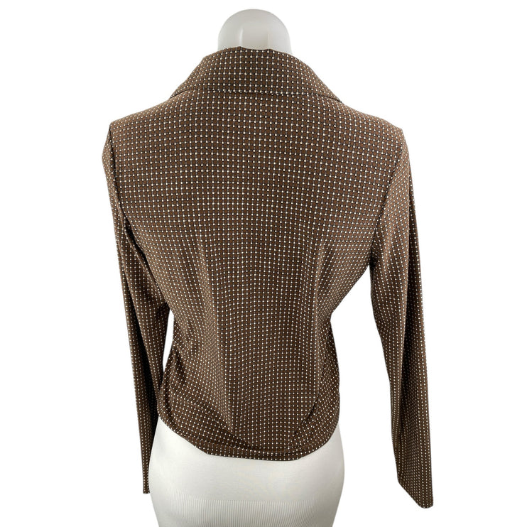 Levi's Women's Brown Polka Dot Collared Long Sleeve Crop Button Down Shirt Top S