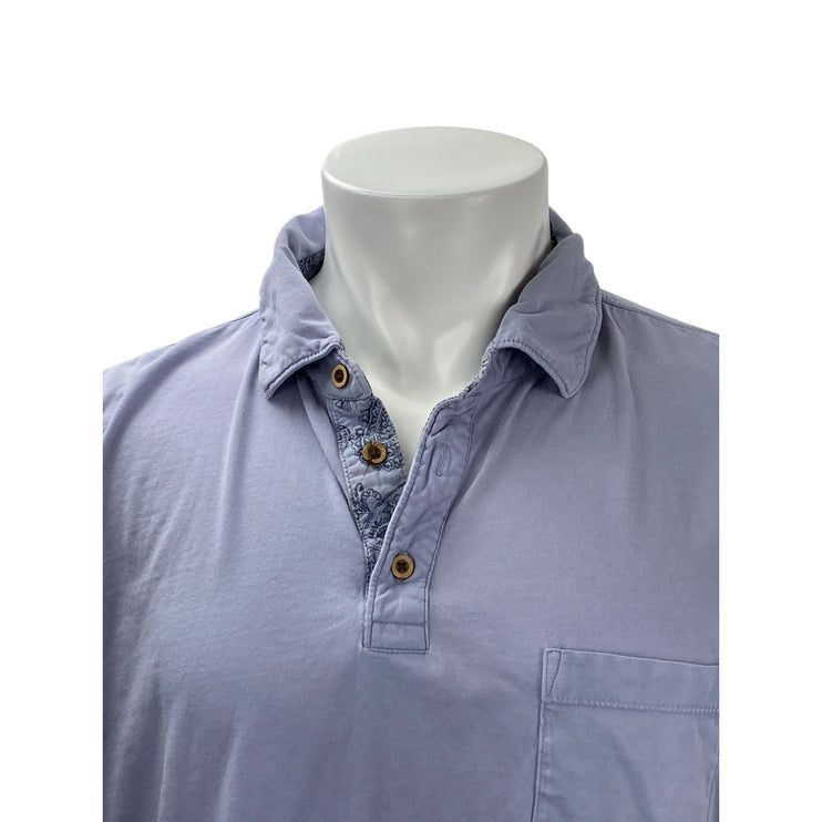 Tailor Vintage Mens Gray Paisley Short Sleeve Golf Pocket Polo Shirt Top Size XL
