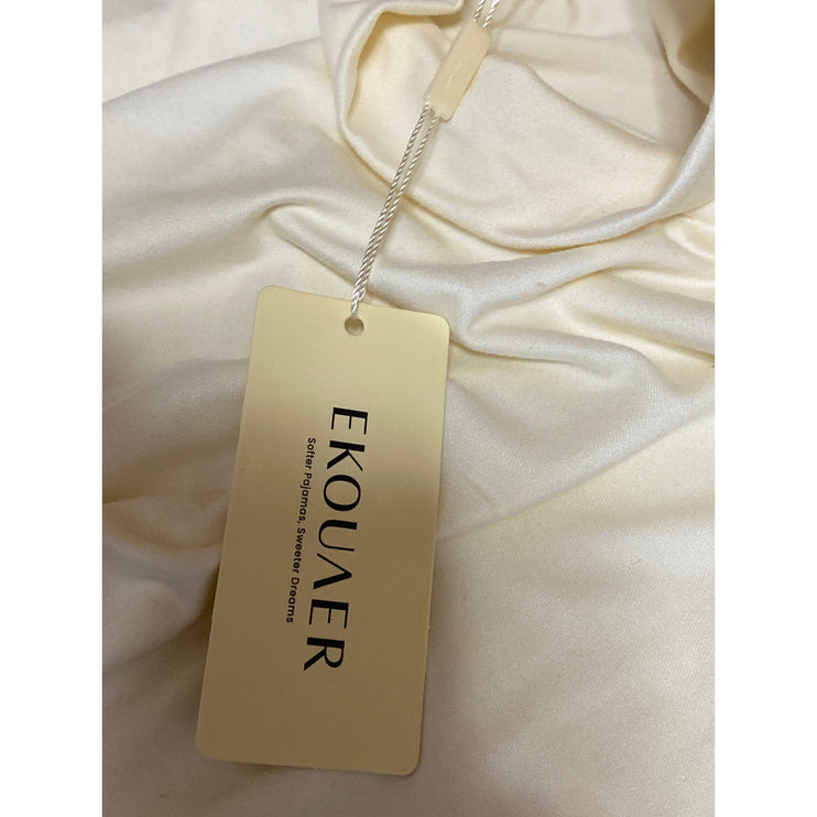 NEW Ekouaer Womens Cream Mock Neck Long Sleeve Slim Casual T-Shirt Sweater Top S