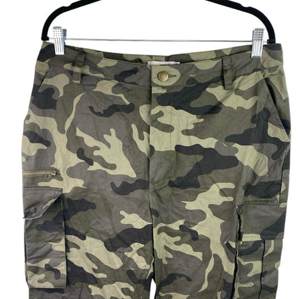 Shoedazzle Green Camouflage High Rise Tapered Trousers Cargo Jogger Pants Sz XL
