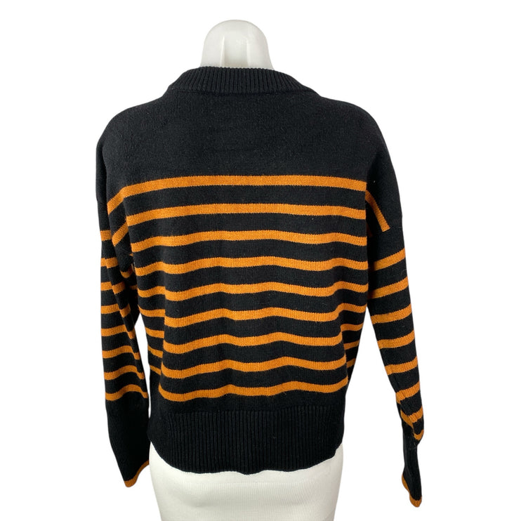 Philosophy Women's Black Striped Crew Neck Long Sleeve Sweatshirt Sweater Top S