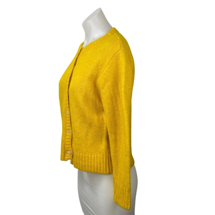 Zara Women's Yellow Long Sleeve Knit Alpaca Button Up Cardigan Sweater Top Sz M