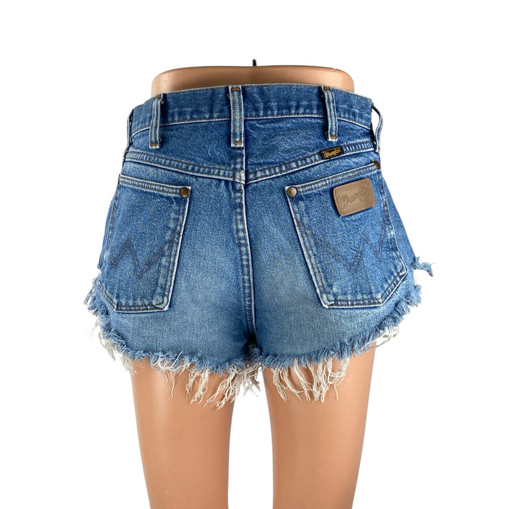 Wrangler Daisy Dukes Womens Blue Raw Frayed Hem High Rise Cutoff Denim Shorts 31