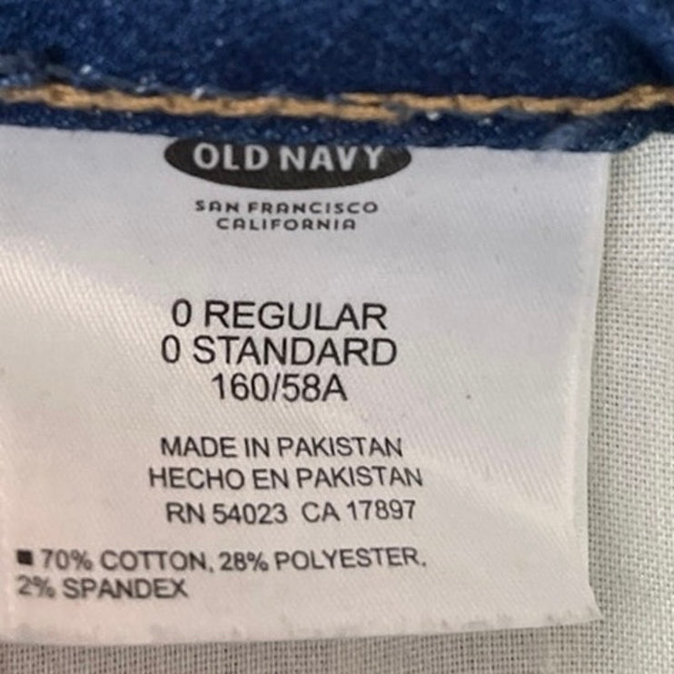 Old Navy Blue Denim High Waist Straight Pencil Medium Wash Mini Jean Skirt Sz 0