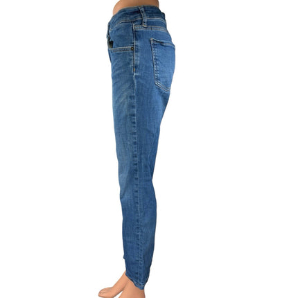 Zara Women's Blue Medium Wash Mid Rise Crop Flared Bootcut Denim Jeans Size 10