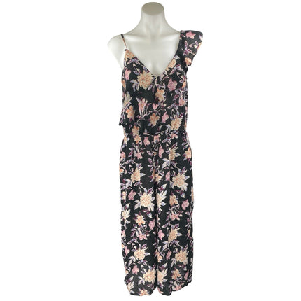 Xhilaration Multicolor Floral Ruffle Faux Wrap Sleeveless Wide Leg Jumpsuit M