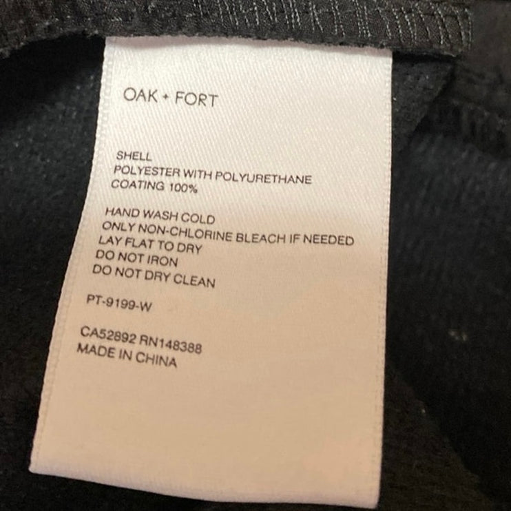 Oak + Fort Women's Black Faux Leather Vegan Wide Leg  Crop Trousers Pants Size S