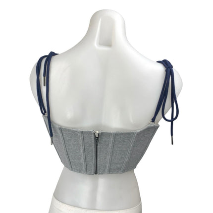 Salty Gray Sleeveless Cami Camisole Tie Strap Corset Bandeau Crop Tank Top Sz M