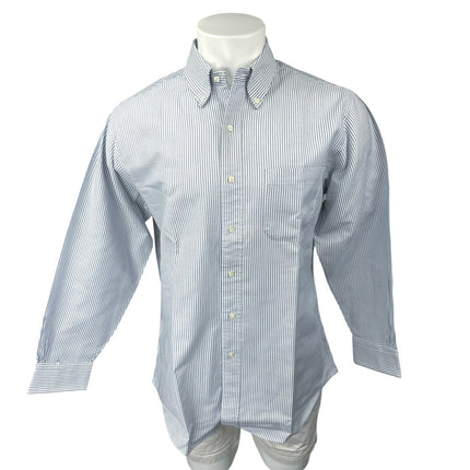 Brooks Brothers Men's Blue Striped Long Sleeve Button Down Dress Shirt 33 16.5