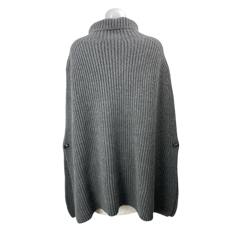 Barneys New York 100% Cashmere Womens Gray Pullover Poncho Sweater Cape Top XS/S