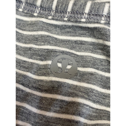 Lululemon All It Takes Gray Striped Ruched Short Sleeve Crop Tee T-shirt Top S