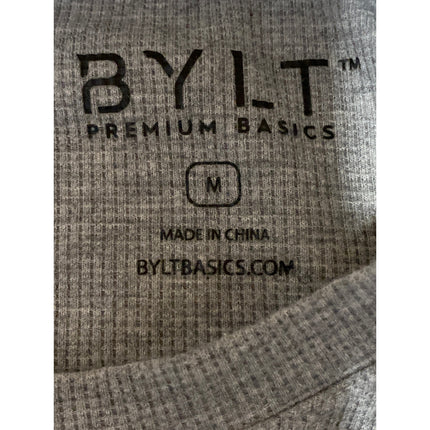 BYLT Men's Gray Long Sleeve Crew Neck Waffle Knit Thermal T Shirt Tee Top Size M