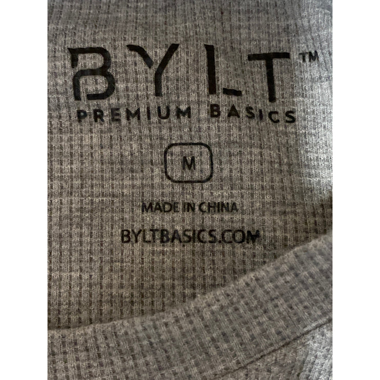 BYLT Men's Gray Long Sleeve Crew Neck Waffle Knit Thermal T Shirt Tee Top Size M