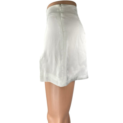 Princess Polly Women's White Slit High Waisted Silk Satin Mini Slip Skirt Size 2
