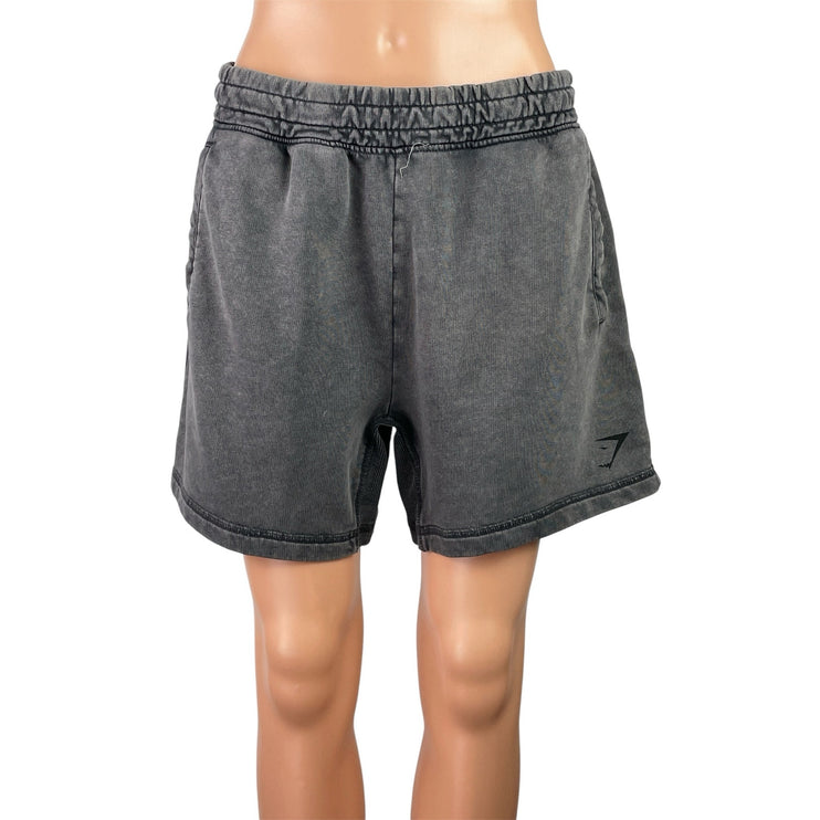 Gymshark Heritage 5" Mens Black Washed Elastic Waist Activewear Gym Shorts Sz M