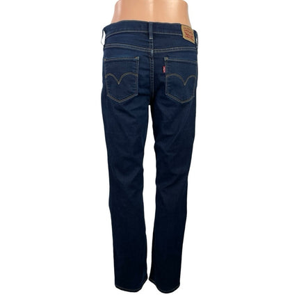 Levi's 314 Women's Dark Blue Mid Rise Shaping Slim Straight Denim Jeans Pants 27