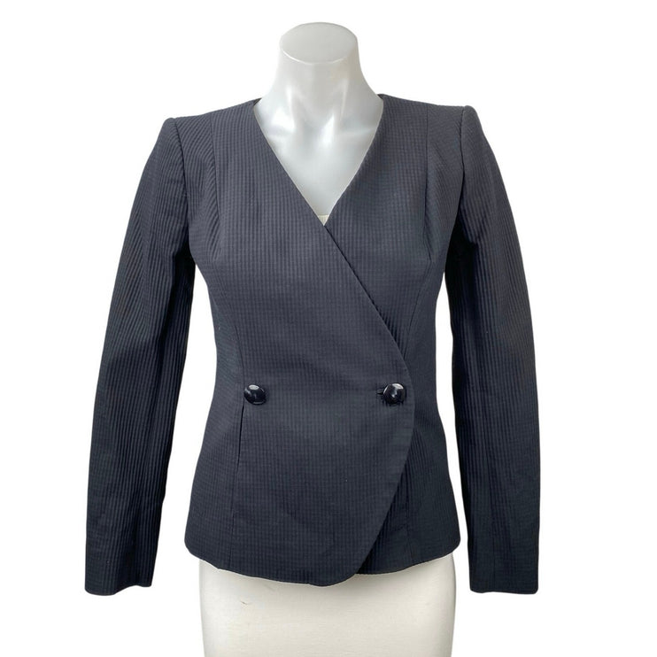 Brooks Brothers Women's Navy Blue Textured Long Sleeve Blazer Coat Jacker Size 4