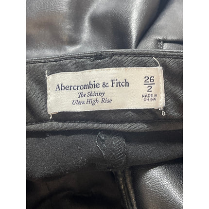 Abercrombie & Fitch The Shinny High Rise Faux Leather Vegan Trousers Pants Sz 26