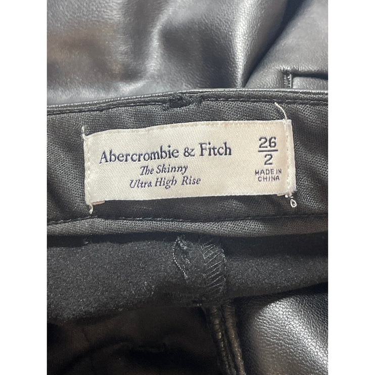 Abercrombie & Fitch The Shinny High Rise Faux Leather Vegan Trousers Pants Sz 26