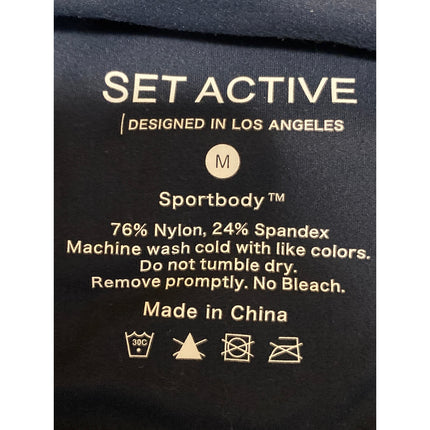 Set Active Navy Blue Racerback Yoga Workout Gym Athletic Sports Bra Crop Top M