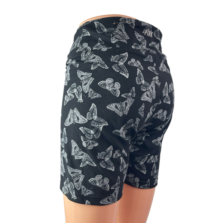 Victoria Secret Pink Active Black Butterfly Ruched Activewear Biker Shorts Sz M