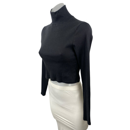 Reformation Davy Women's Black Turtleneck Long Sleeve Knit Crop Top Size M
