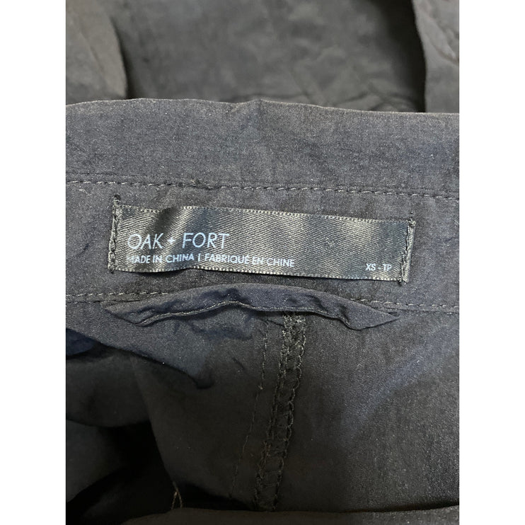 Oak + Fort Womens Black Short Sleeve Button Up Utility Pants 2 Piece Set Size XS