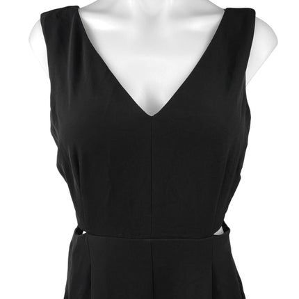 Zara Black Sleeveless V-neck Cutout Wide Leg Cropped Romper Jumpsuit Size M