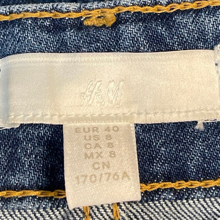H&M Women's Blue High Rise Medium Wash Wide Leg Baggy Palazzo Denim Jeans Size 8
