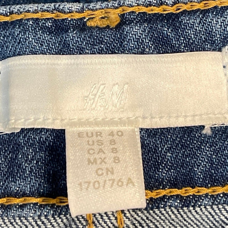 H&M Women's Blue High Rise Medium Wash Wide Leg Baggy Palazzo Denim Jeans Size 8