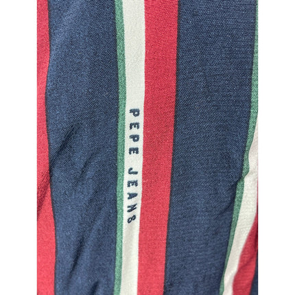 Pepe Jeans Multicolor Striped Long Sleeve Keyhole Mock Tie A Line Midi Dress S
