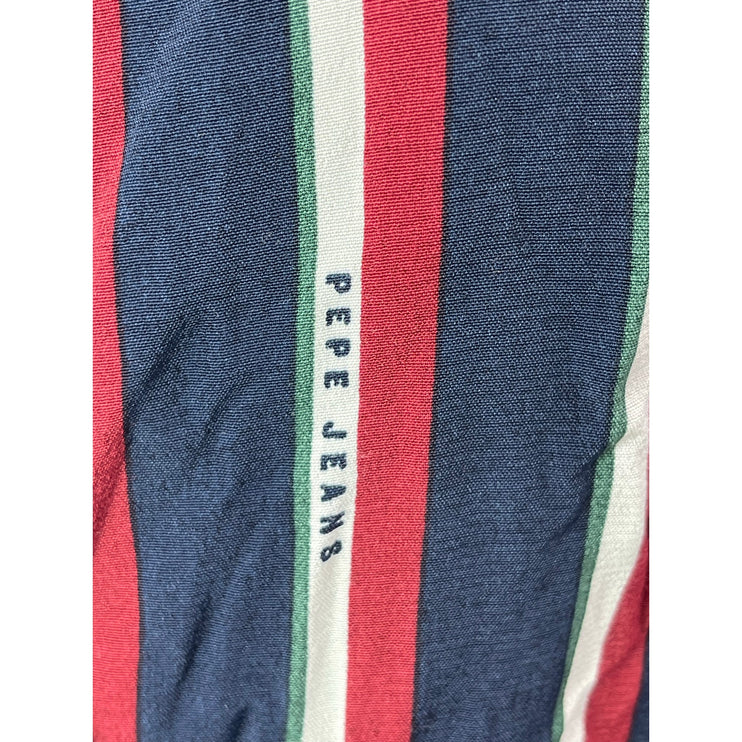 Pepe Jeans Multicolor Striped Long Sleeve Keyhole Mock Tie A Line Midi Dress S