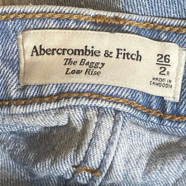 Abercrombie & Fitch The Baggy Low Rise Light Wash Wide Leg Denim Jeans Size 26