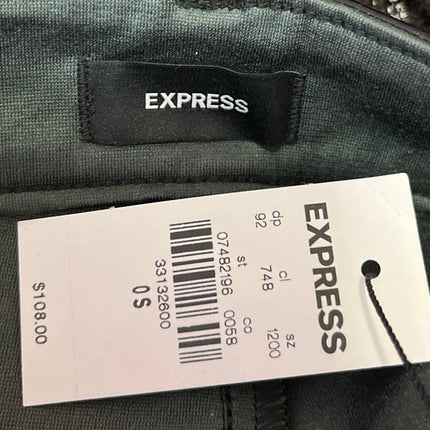 NEW Express Black Faux Leather Modern Straight Super High Rise Trousers Pants 0