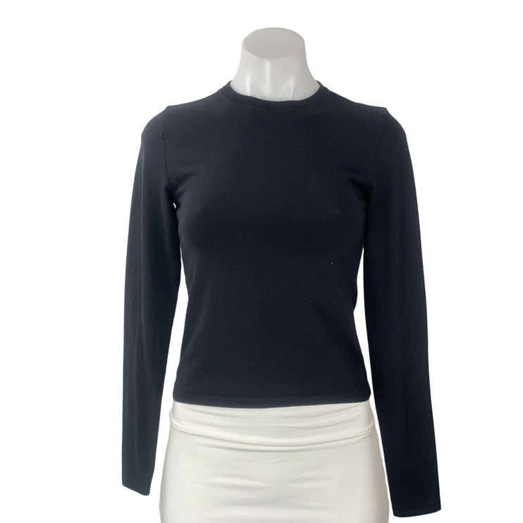 Aritzia Homestretch Women's Black Long Sleeves Slim Crew Neck Tee T-shirts Top S