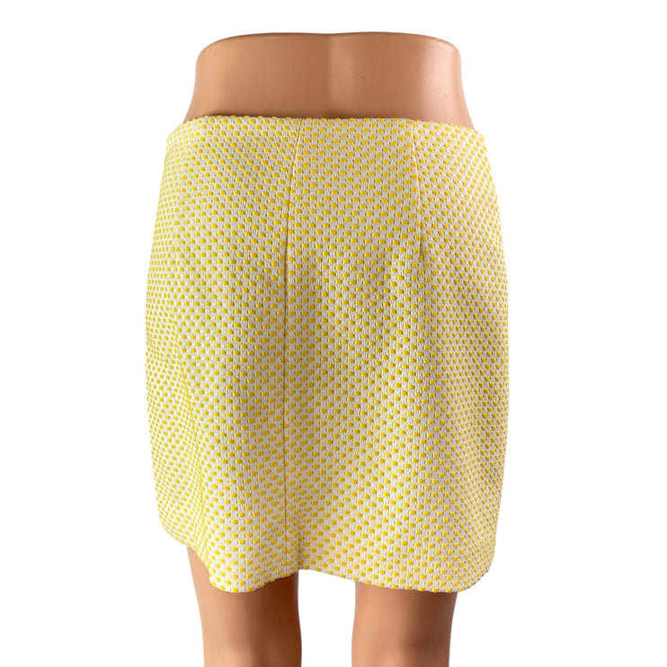 Club Monaco Women's Cream Yellow Spotted Pola Dot Side Zip Mini Pencil Skirt 2
