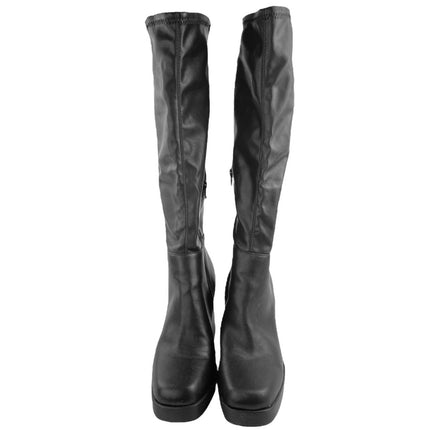 Steve Madden Kreo Women's Black Leather Platform Block Heel Tall Boots Size 9M